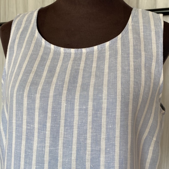Ellen Tracy women’s 100% linen, stripes, sleeveless tank top! Summer vibes! Med. - Picture 3 of 17